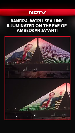Bandra-Worli Sea Link Illuminated On The Eve of Ambedkar Jayanti