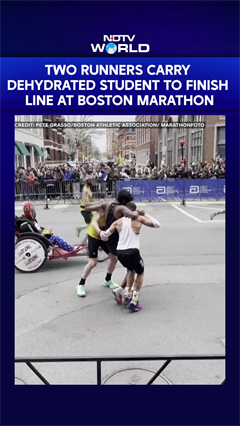 Wholesome Moment At Boston Marathon As 2 Runners Carry Dehydrated Student To Finish Line