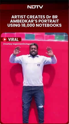 Artist creates Dr BR Ambedkar's portrait using 18,000 notebooks