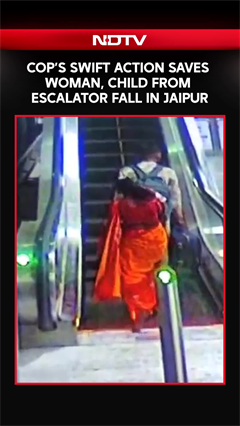 Viral Video | Cop's Swift Action Saves Woman, Child From Escalator Fall In Jaipur