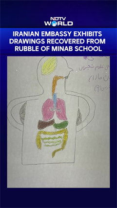 Iranian Embassy Exhibits Drawings Recovered From Rubble Of Minab School Destroyed In Strike