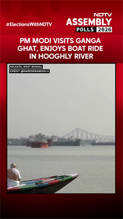 PM Modi Visits Ganga Ghat Amid Bengal Campaign, Enjoys Boat Ride In Hooghly River