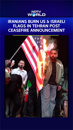 US & Israeli Flags Burned Across Tehran As Pro-Government Demonstrators Celebrate Ceasefire