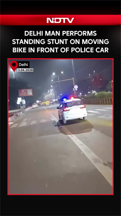 Video: Viral Video: Delhi Man Performs Standing Stunt On Moving Bike In Front Of Police Car, Traffic Police Takes Action