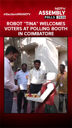 Robot &lsquo;Tina&rsquo; Welcomes Voters at Coimbatore Polling Booth