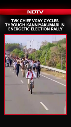 TVK Chief Vijay Rides Bicycle At Energetic Kanyakumari Rally | Tamil Nadu Elections