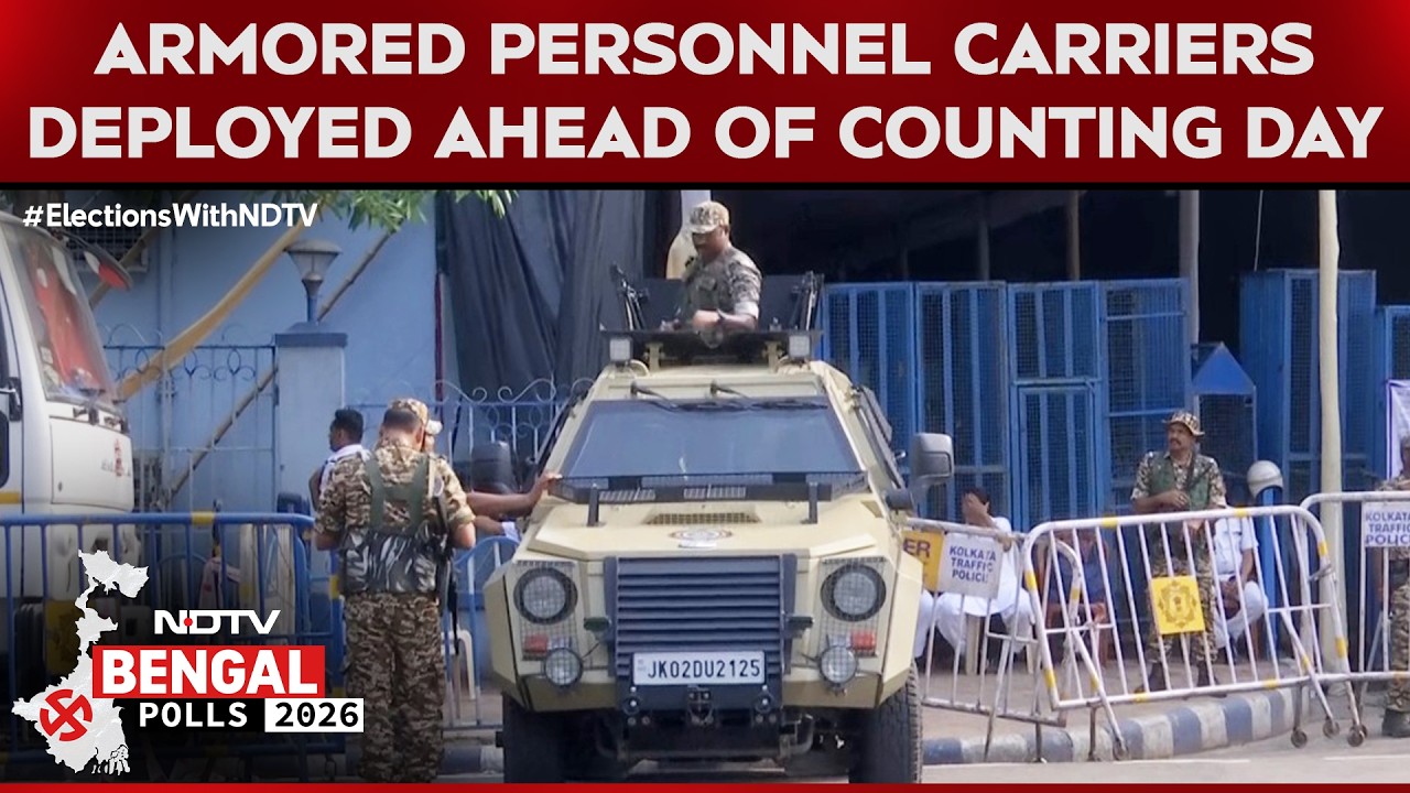 Armored Personnel Carrier Deployed Outside Kolkata Strongroom Ahead Of Counting Day