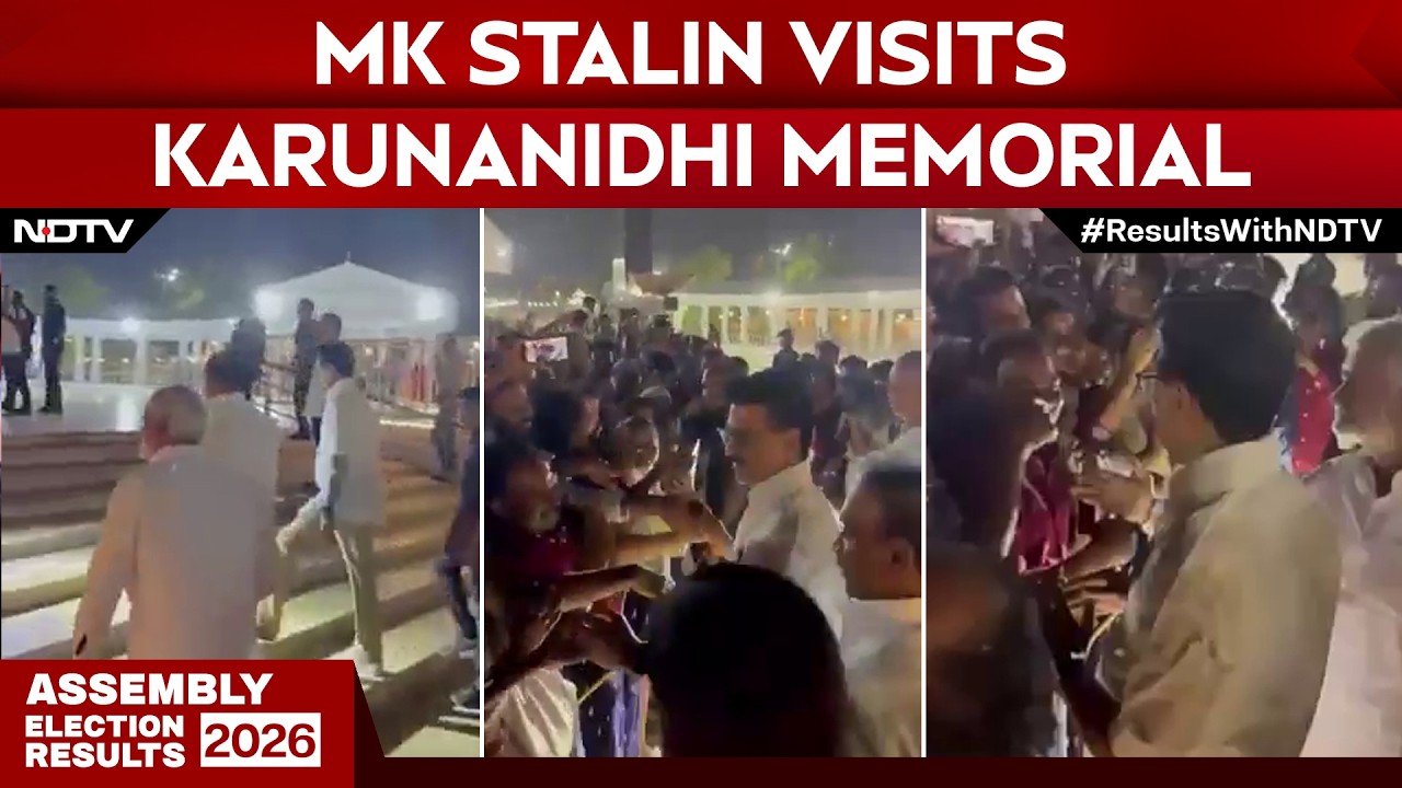CM MK Stalin visits M Karunanidhi memorial Ahead Of Counting