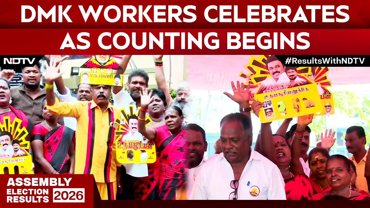 DMK Workers Celebrate As Counting Begins