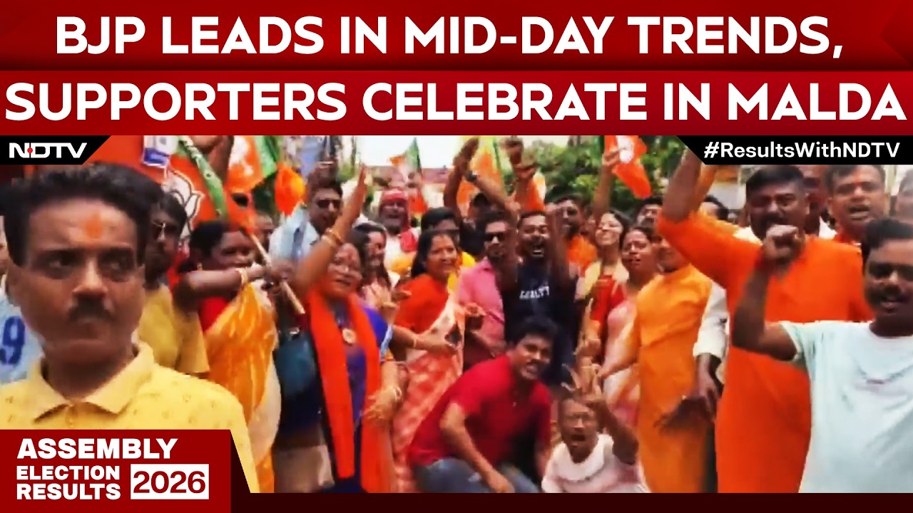 BJP Supporters Flood Streets Of Malda As Party Leads In Mid-Day Trends