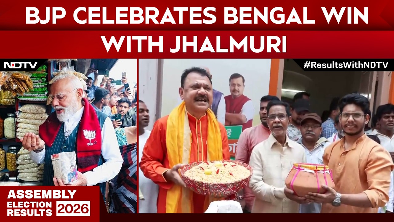 West Bengal Election Results | BJP Workers Celebrate Bengal Win By Distributing Jhalmuri In Kolkata
