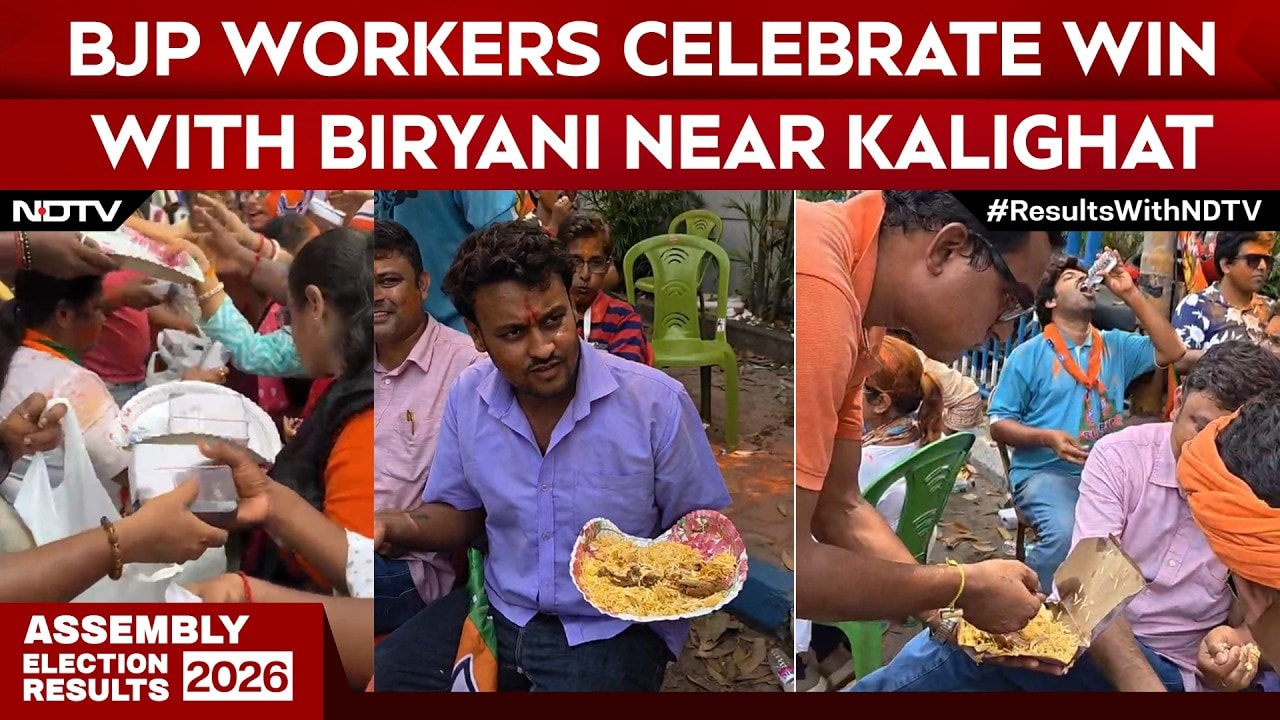 Bengal Election Results 2026 | BJP Workers Celebrate Victory With Biryani Near Kalighat
