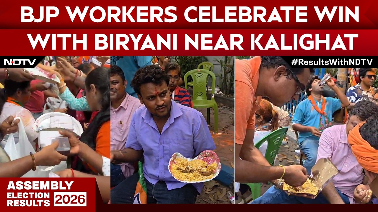 Bengal Election Results 2026 | BJP Workers Celebrate Victory With Biryani Near Kalighat