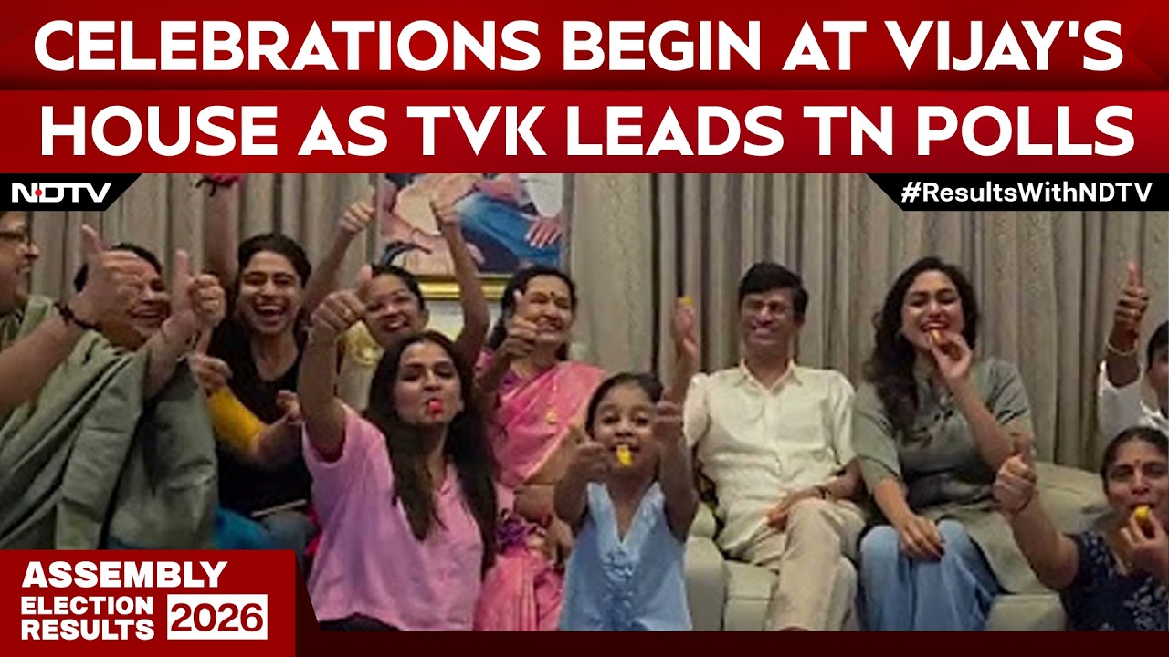 Tamil Nadu New CM | Celebrations at Thalapathy Vijay&rsquo;s Home As TVK Leads Tamil Nadu Polls