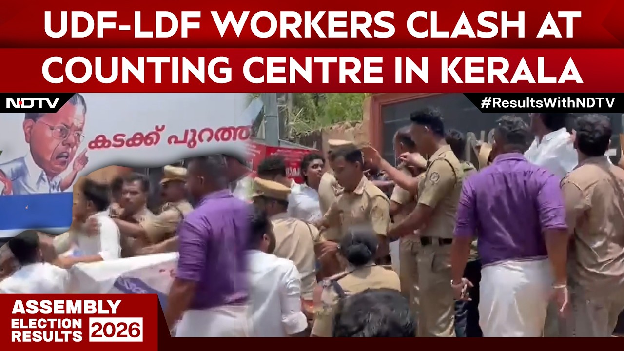Kerala Election | UDF And LDF Workers Clash In Front Of A Palakkad Counting Centre