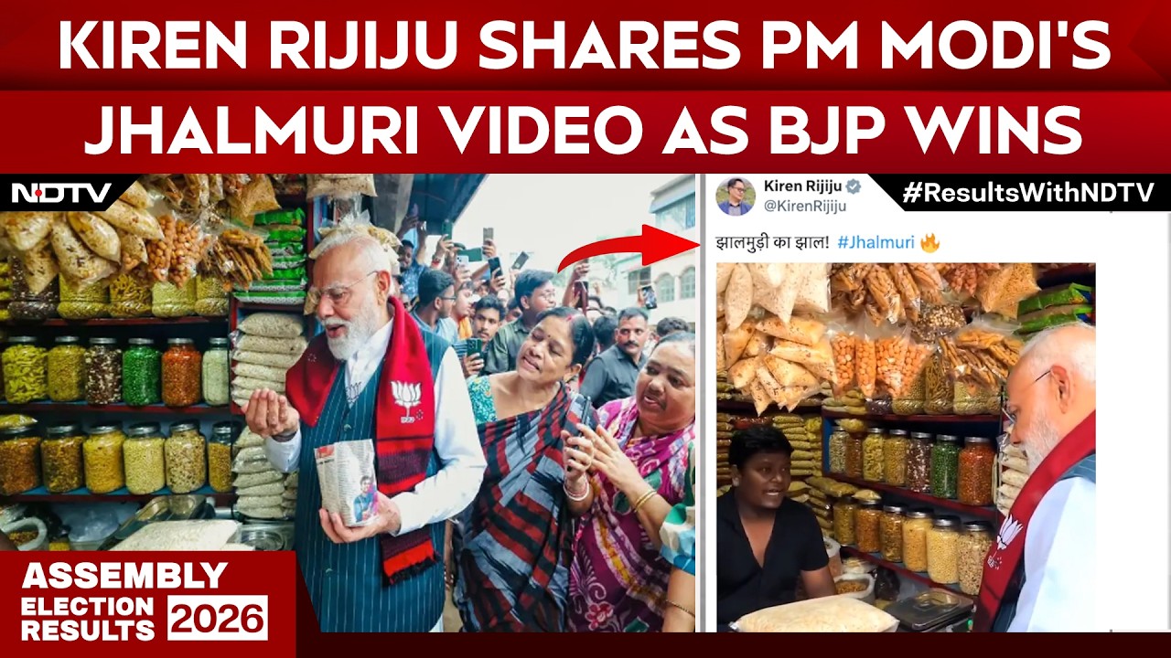 PM Modi News | Kiren Rijiju Shares PM Modi&rsquo;s Jhalmuri Video as BJP Celebrates Big Win