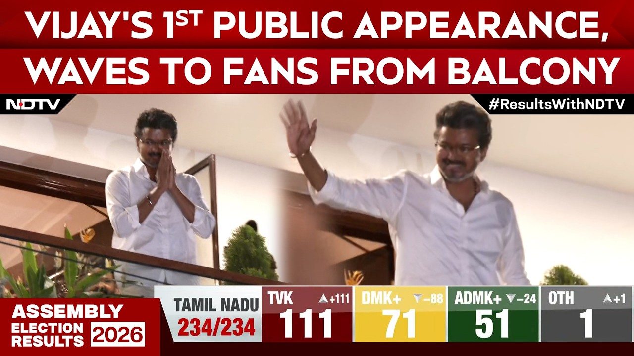 Vijay's First Public Appearance After Big Win | Waves to Fans from Balcony