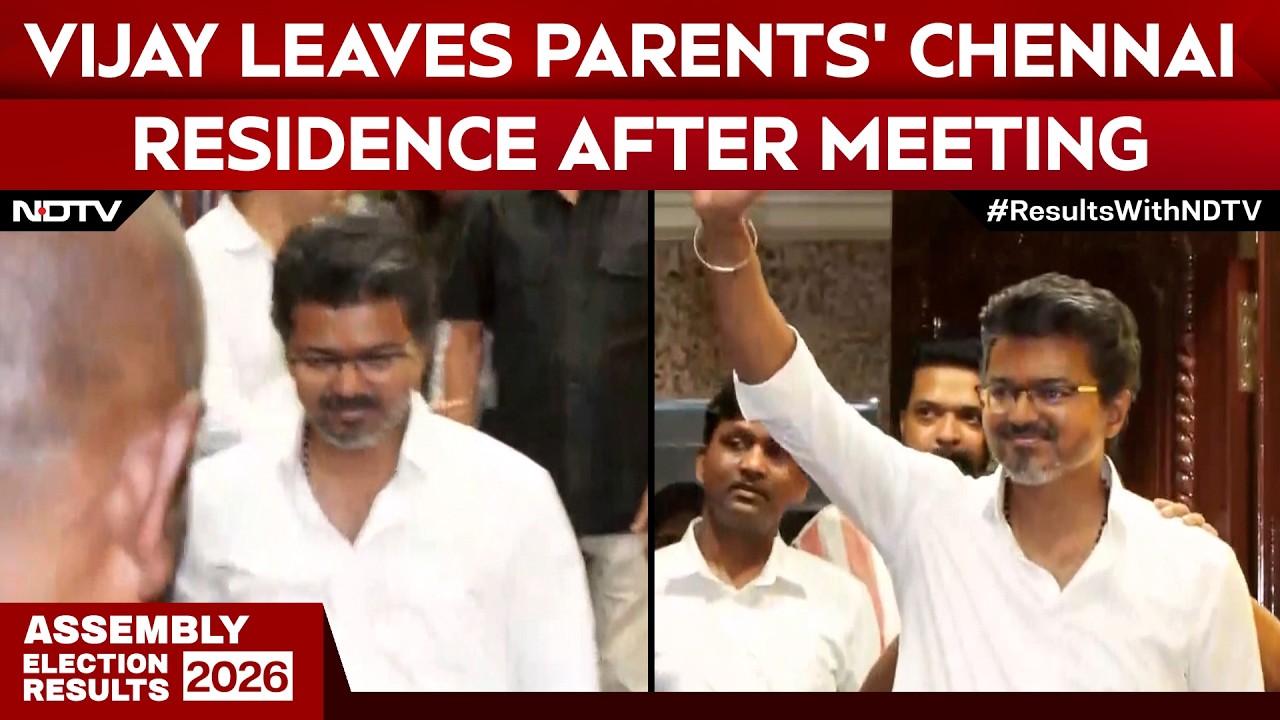 Vijay Leaves Parents&rsquo; Residence In Chennai After Post-Victory Meeting