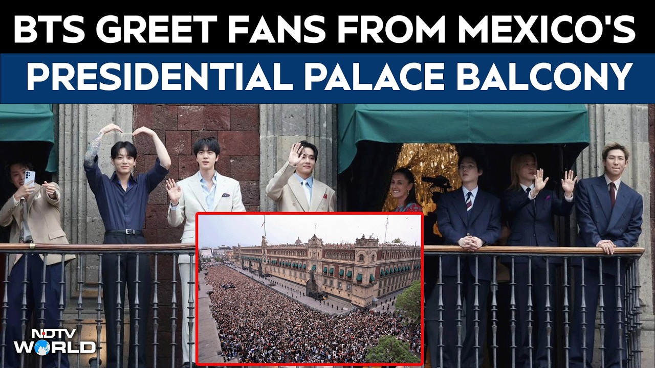 BTS Concert | BTS Members Greets 50,000+ Fans From The Balcony Of Mexico’s National Palace
