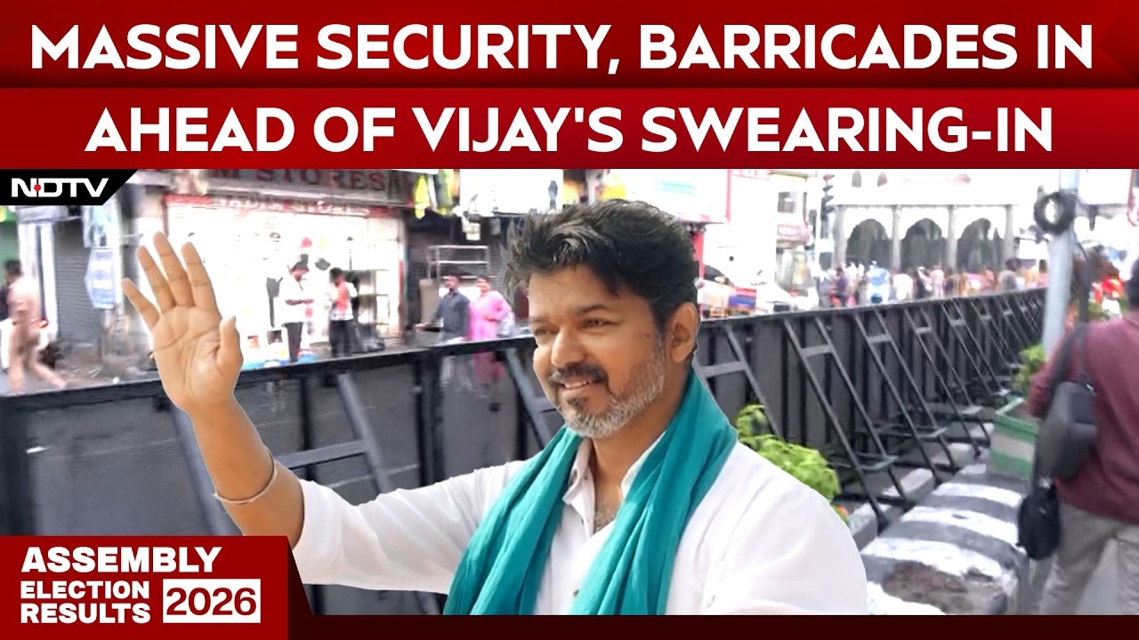 Heavy Barricading Across Chennai For TVK Chief Vijay's Swearing-In