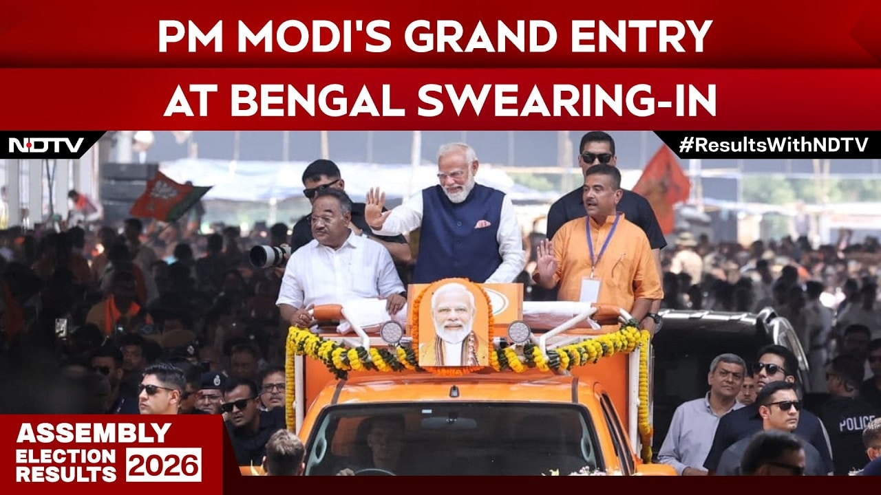 PM Modi News | PM Modi’s Grand Entry At Bengal Swearing-In, Suvendu Adhikari Takes Oath As CM
