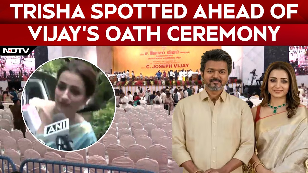Vijay News | First Pictures Of Trisha Arriving For Vijay's Swearing-In Surface