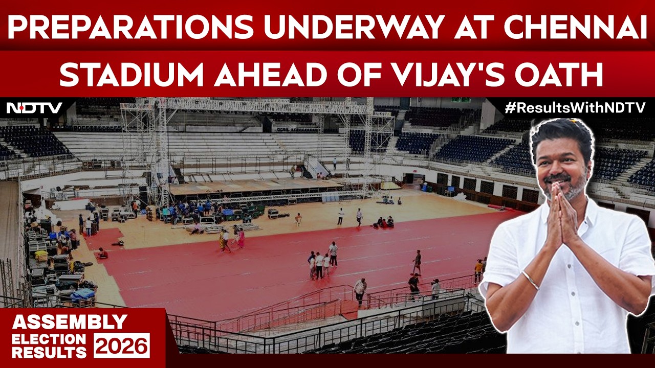 Vijay Oath Today | Preparations Underway At Chennai Stadium Ahead Of Vijay&rsquo;s CM Oath Ceremony