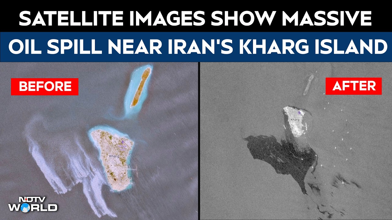 Iran News | Satellite Images Show Apparent Oil Spill From Iranian Terminal On Kharg Island