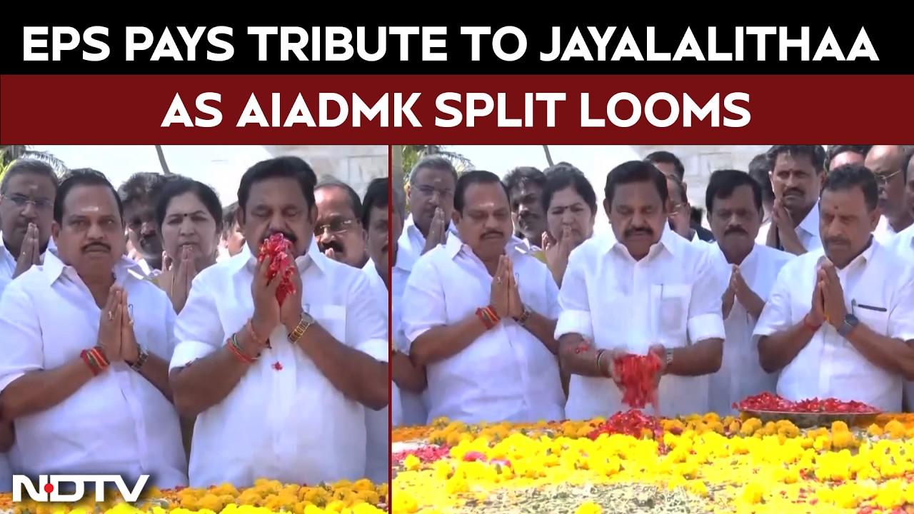 AIADMK Chief Edappadi Palaniswami Pays Tribute At Jayalalitha Memorial As Party Split Looms