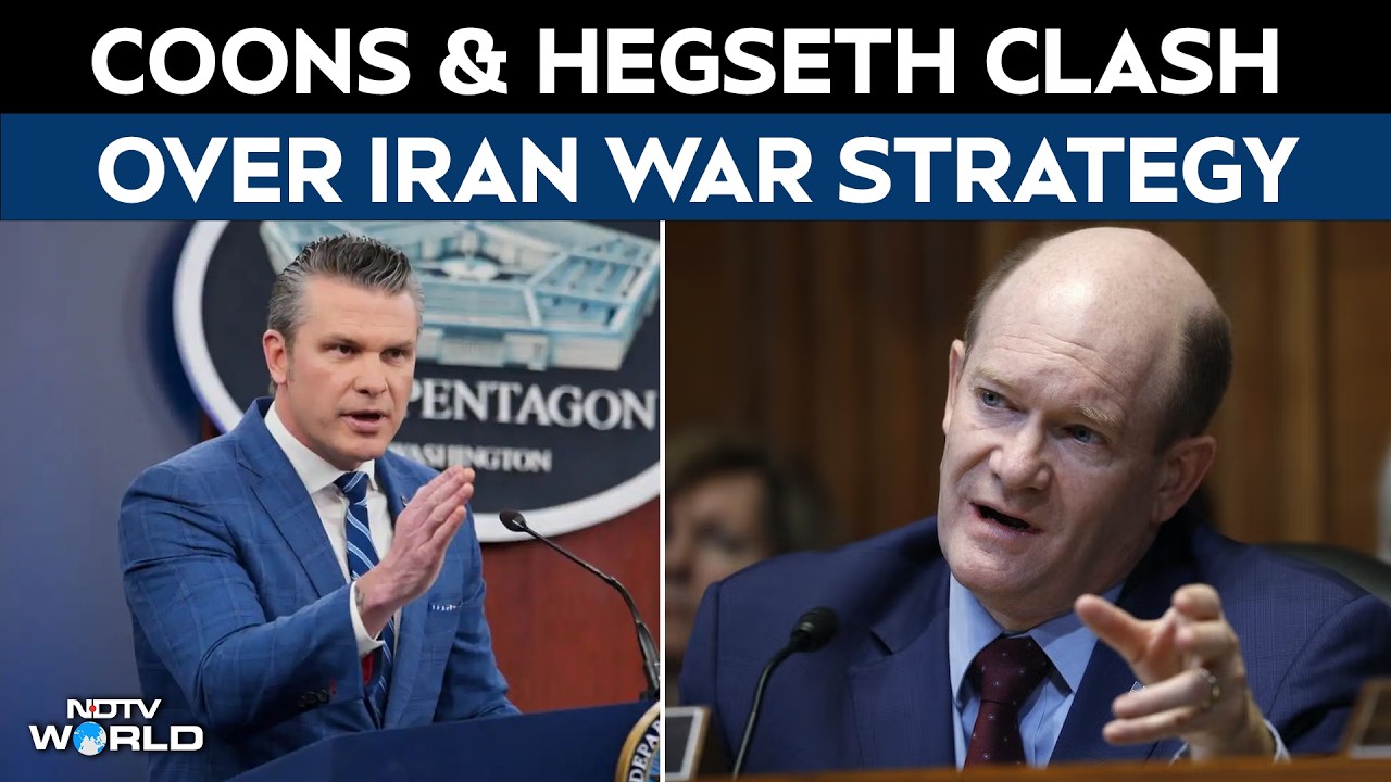 US Iran War News | Senator Coons Clashes With Hegseth Over Iran War Strategy & Hormuz Blockade