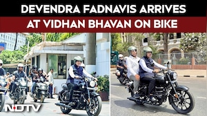 Maharashtra CM Devendra Fadnavis Arrives At Vidhan Bhavan On Bike For MLC Oath Ceremony