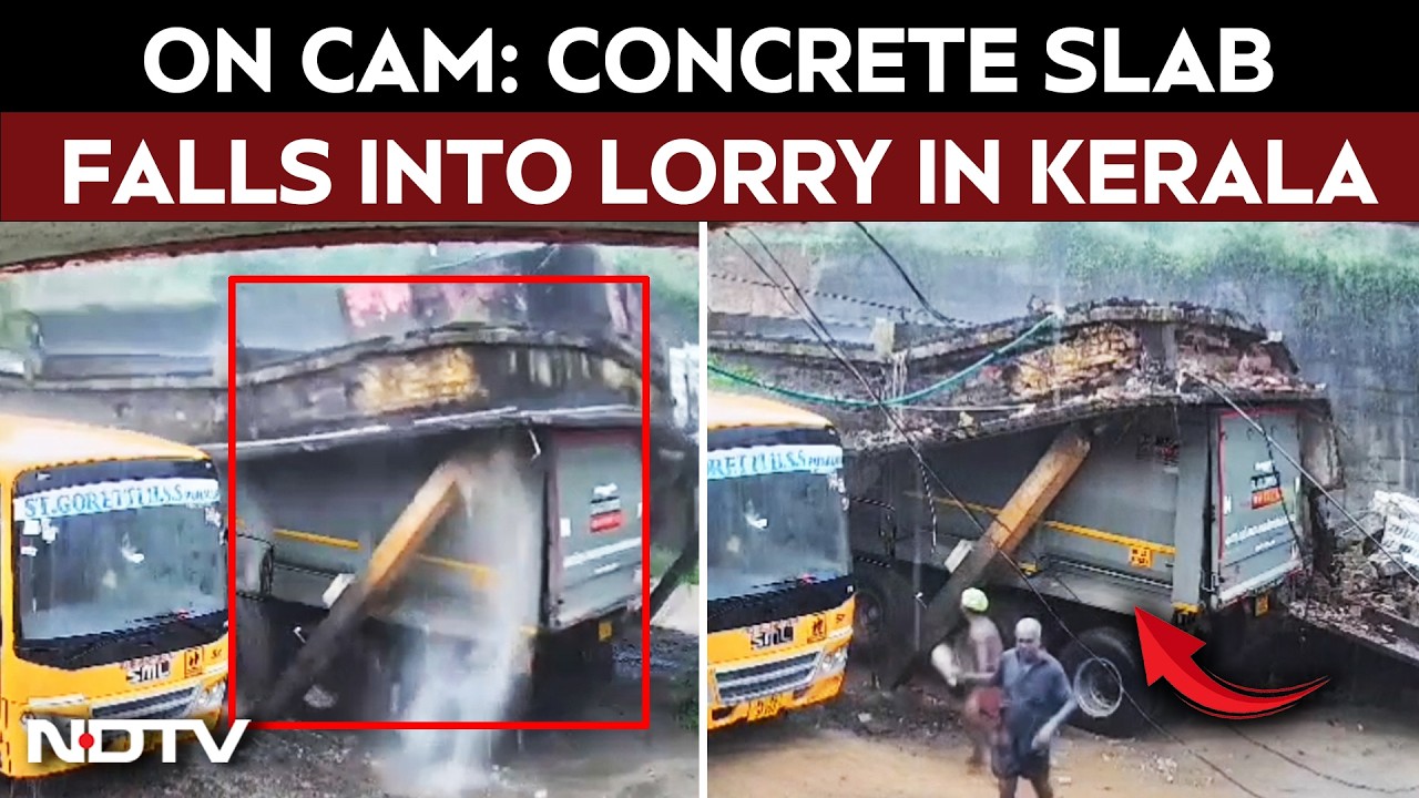 On Camera: Concrete Slab Falls Into Lorry in Kerala's Kollam, Worker Dead