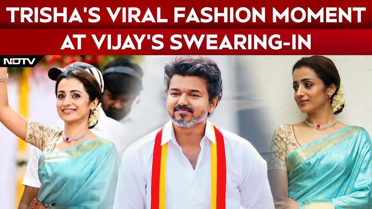 Trisha's Classic South Indian Look Wins Internet At Vijay Oath Event