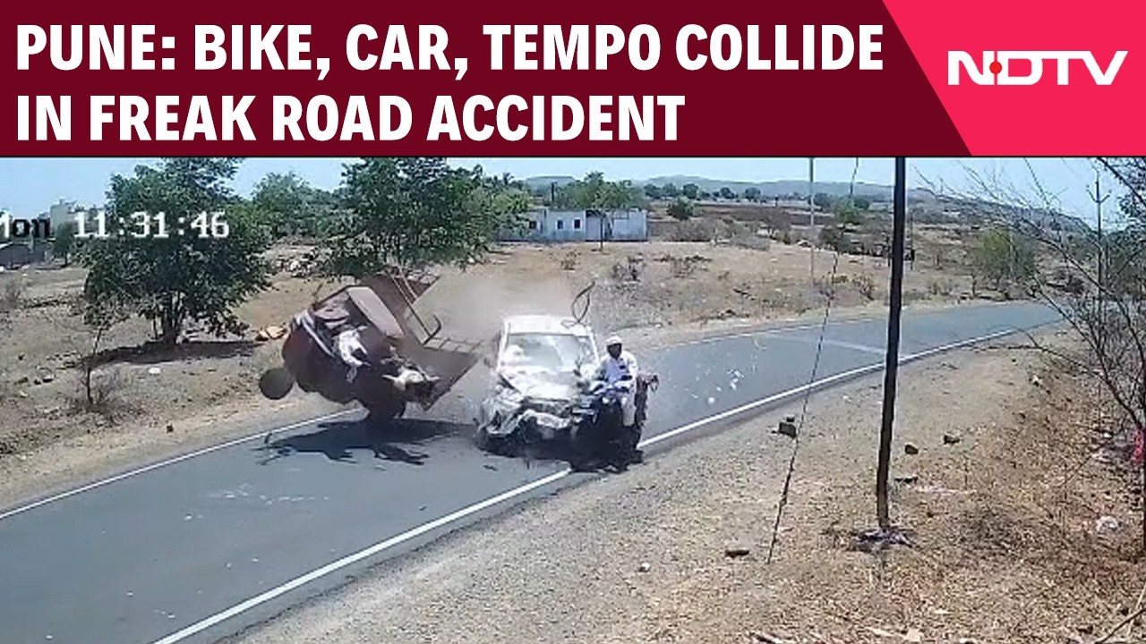 CCTV Captures Horror Three-Vehicle Crash in Pune&rsquo;s Shirur Taluka