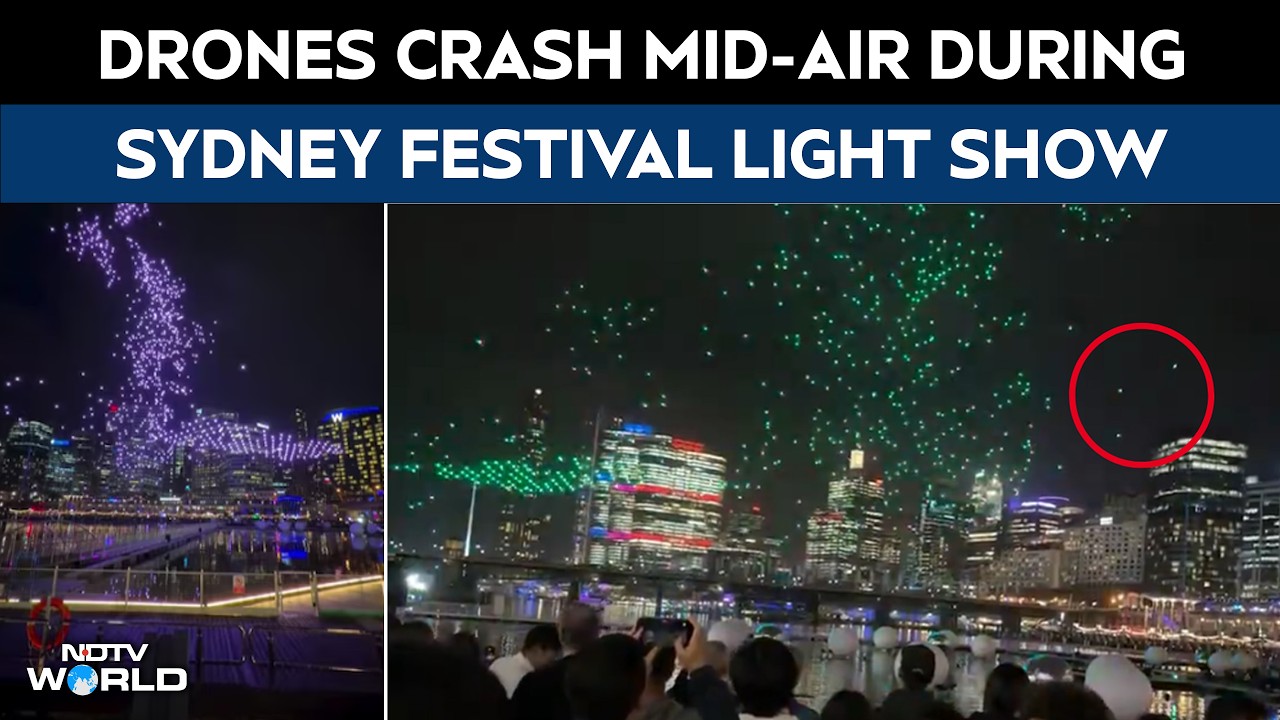 Dozens of Drones Crash Mid-Air During Sydney Festival Light Show | Viral Drone Display Glitch