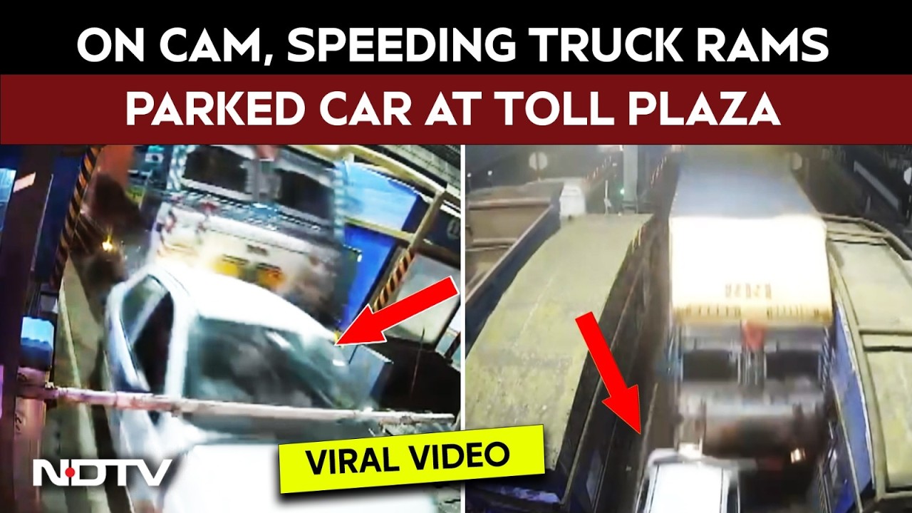 UP News | On Camera: Speeding Truck Crashes Into Parked Car At Toll Plaza In Kanpur