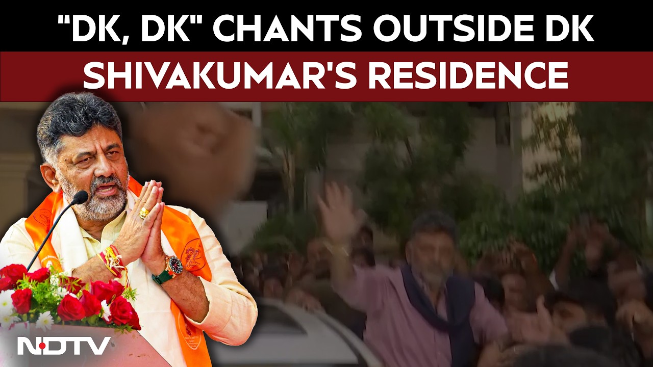 “DK, DK” Chants Erupt Outside DK Shivakumar’s Residence As He Leaves For Airport