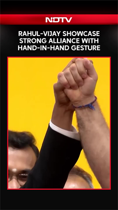 Rahul Gandhi-Vijay Showcase Strong Alliance With Hand-In-Hand Gesture