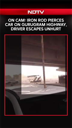 Iron Rod Pierces Car On Gurugram Highway | Major Tragedy Averted As Driver Escapes Unhurt