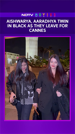 Aishwarya Rai Twins With Aaradhya In Black As They Leave For Cannes Film Festival