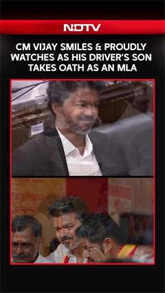 CM Vijay Smiles & Proudly Watches As His Driver&rsquo;s Son Takes Oath As An MLA