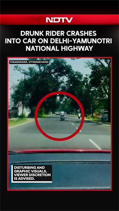 Caught On Camera: Drunk Rider Crashes Into Car On Delhi-Yamunotri National Highway