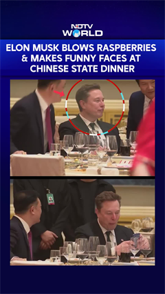 Elon Musk Blows Raspberries & Makes Funny Faces At Chinese State Dinner