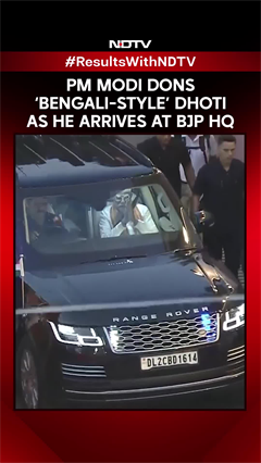 PM Modi Dons 'Bengali-Style' Dhoti As He Arrives At BJP Headquarters