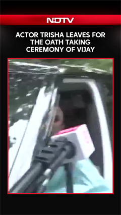 Actor Trisha Leaves From Her Residence For Vijay's Swearing-In As Tamil Nadu Chief Minister