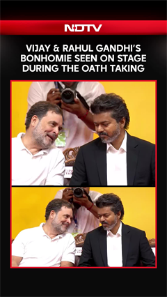 Vijay & Rahul Gandhi's Bonhomie On Display On Stage During The Oath-Taking Ceremony