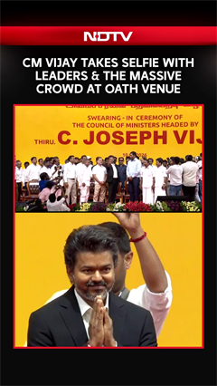 Vijay Takes Selfie With The Massive Crowd & The Leaders After Taking Oath As Tamil Nadu CM