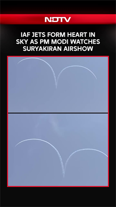IAF Jets Form Heart Shape As PM Modi Watches Suryakiran Air Show In Somnath Temple