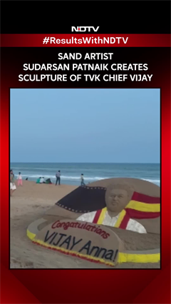 Sudarsan Patnaik Creates Sand Sculpture Of TVK Chief Vijay In Puri
