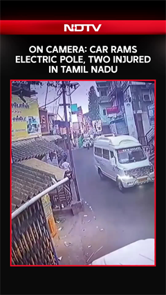 On Camera: Car Rams Electric Pole, Two Injured In Tamil Nadu